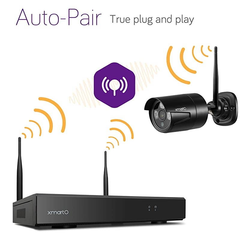 1080p HD & Audio Compatible]  8CH 1080p HD Outdoor Wireless Security Surveillance Camera System with 8pcs 1080p HD Wireless Security Cameras and 2TB HDD, NVR with Built-in WiFi Router, 80ft IR