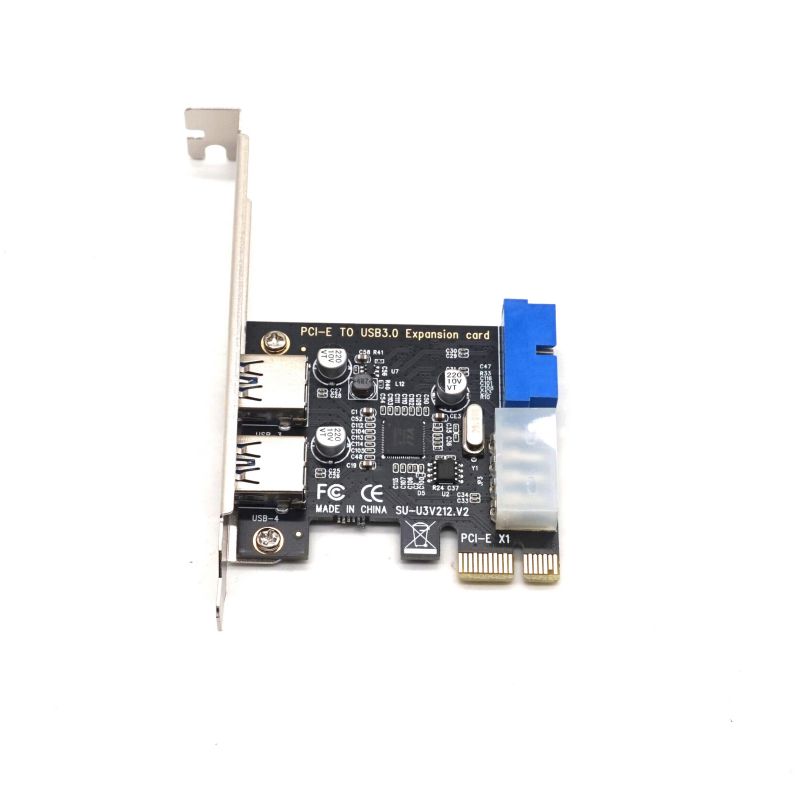 Weastlinks PCIE PCI-E to USB 3.0 Expansion Card External 2 Port USB3.0 + Internal 19pin Header PCIe Card 4pin IDE Power Connector