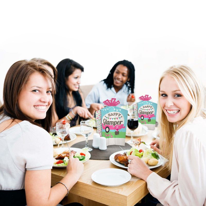 Big Dot of Happiness Let's Go Glamping - Table Decorations - Camp Glamp Party or Birthday Party Fold and Flare Centerpieces - 10 Count