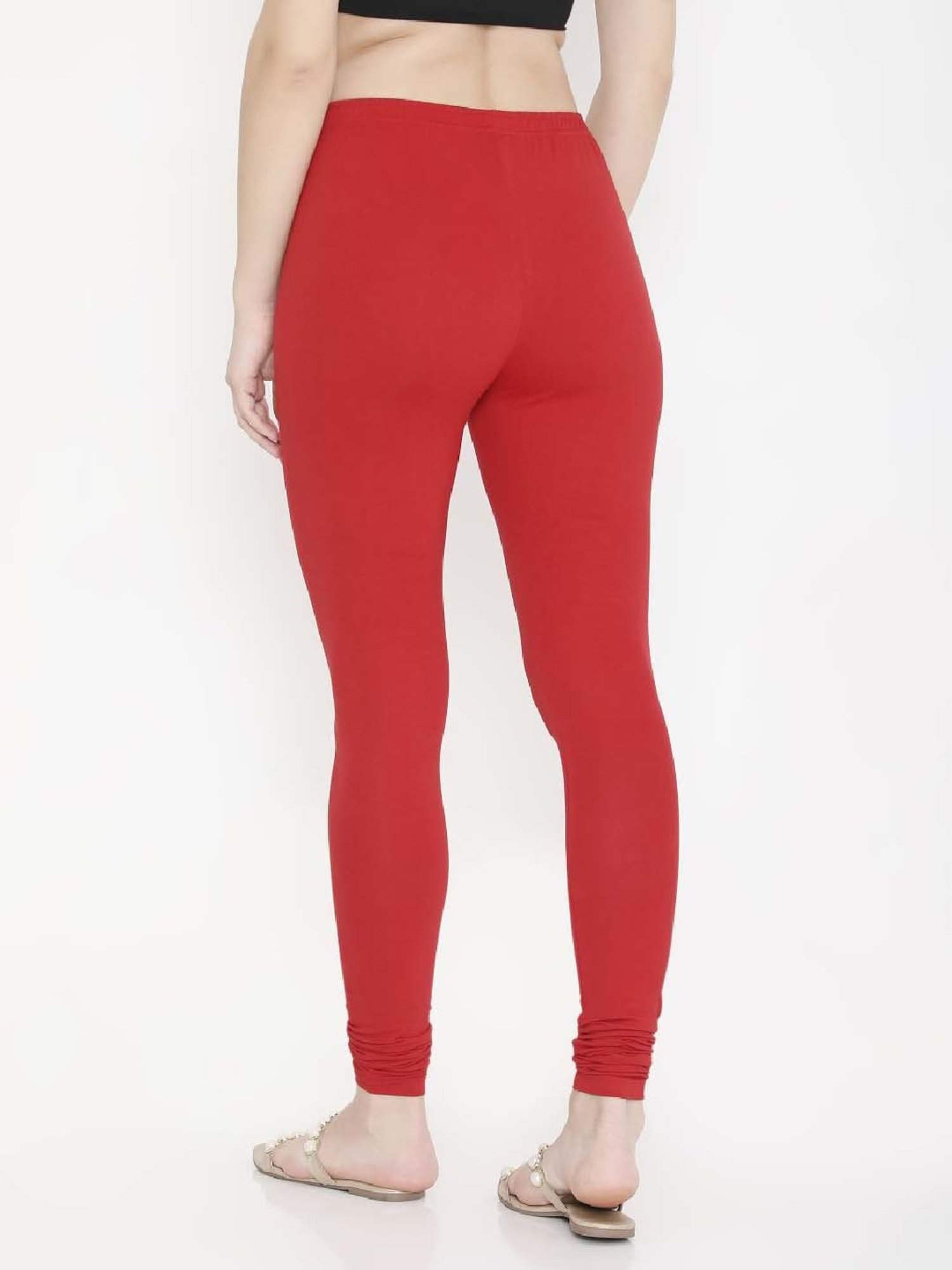 FEELINGS Red Plain Churidar Leggings