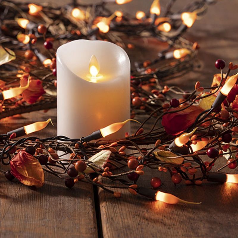 Darice 20ct Mini Silicone Flame Bulb String Lights Amber - 6.5' Brown Wire