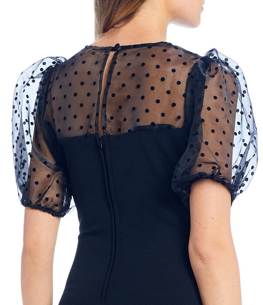 Blondie Nites High-Neck Shimmering Metallic Sheath Dress