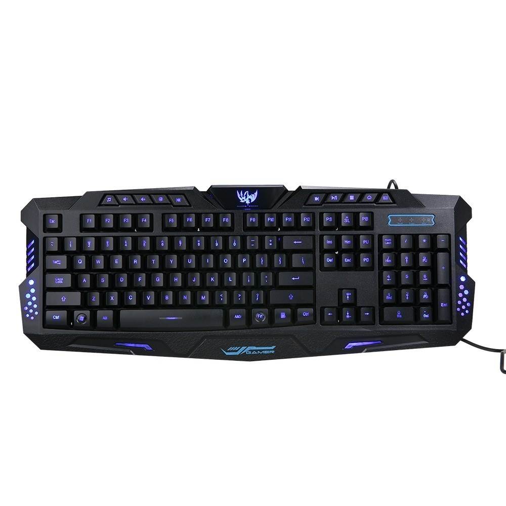 Gaming Keyboard Waterproof Characters Keyboard USB Wired 3-Level Backlit Keyboard Ergonomic Keyboard