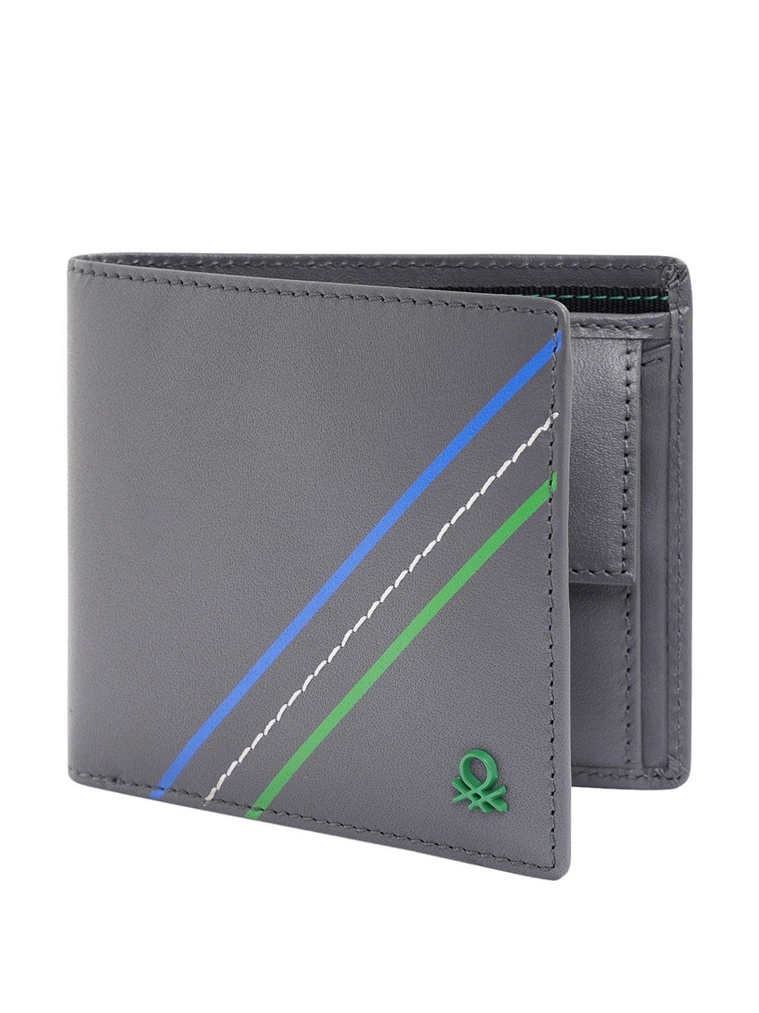 United Colors of Benetton Habry Grey Casual Leather Bi-Fold Wallet for men