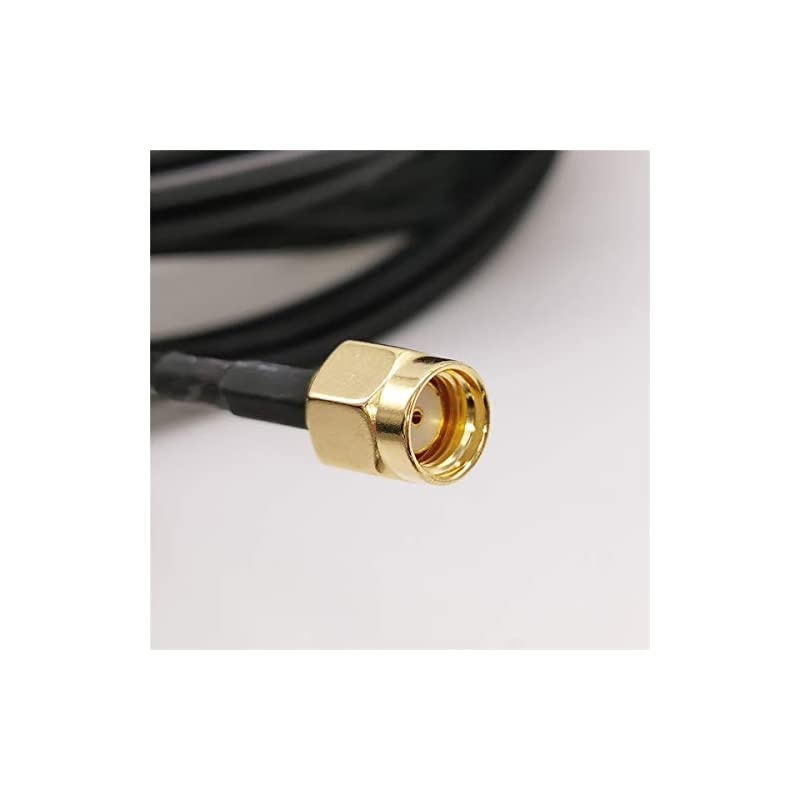 RP-SMA Male to Female WiFi Antenna Connector Extension Cable Black (10ft)