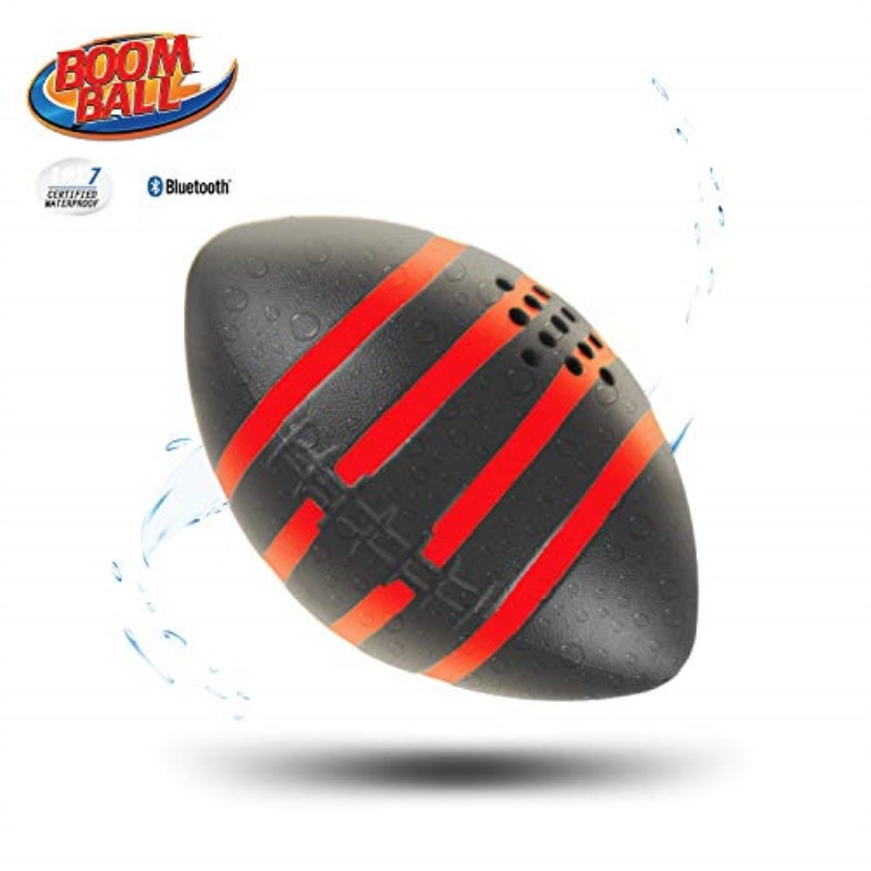 iHip Boomball Football Style Portable Outdoor Bluetooth 42 Speaker Waterproof Floatable Shock Proof Play and Listen to Music- Black Color