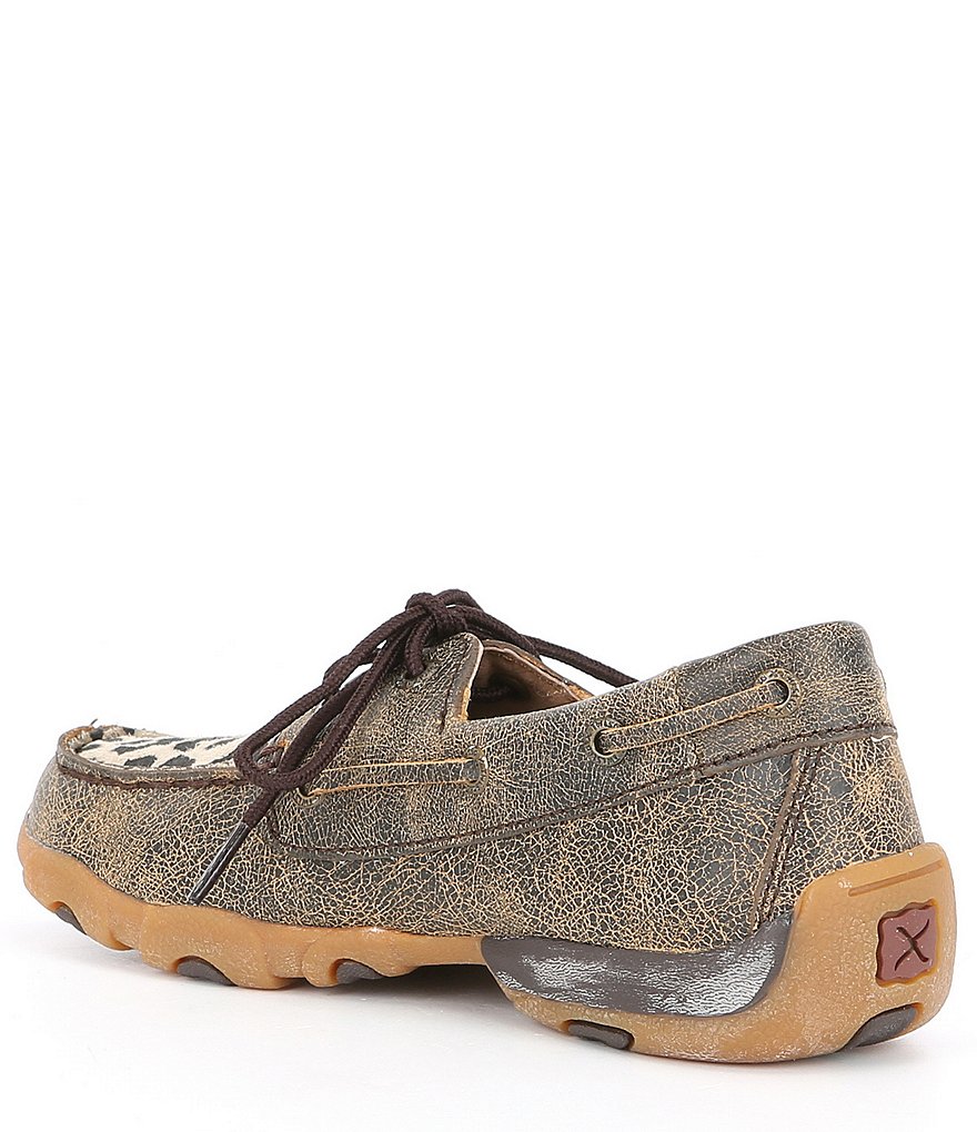Twisted X Girls' Driving Leopard Print Moccasins (Youth)