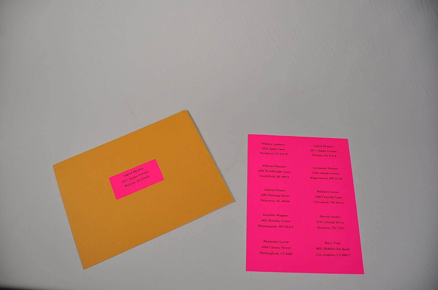 Compulabel 312164 Fluorescent Pink Address Labels for Laser Printers,4 x 2 Inch, Permanent Adhesive, 10 per Sheet, 100 Sheets per Carton