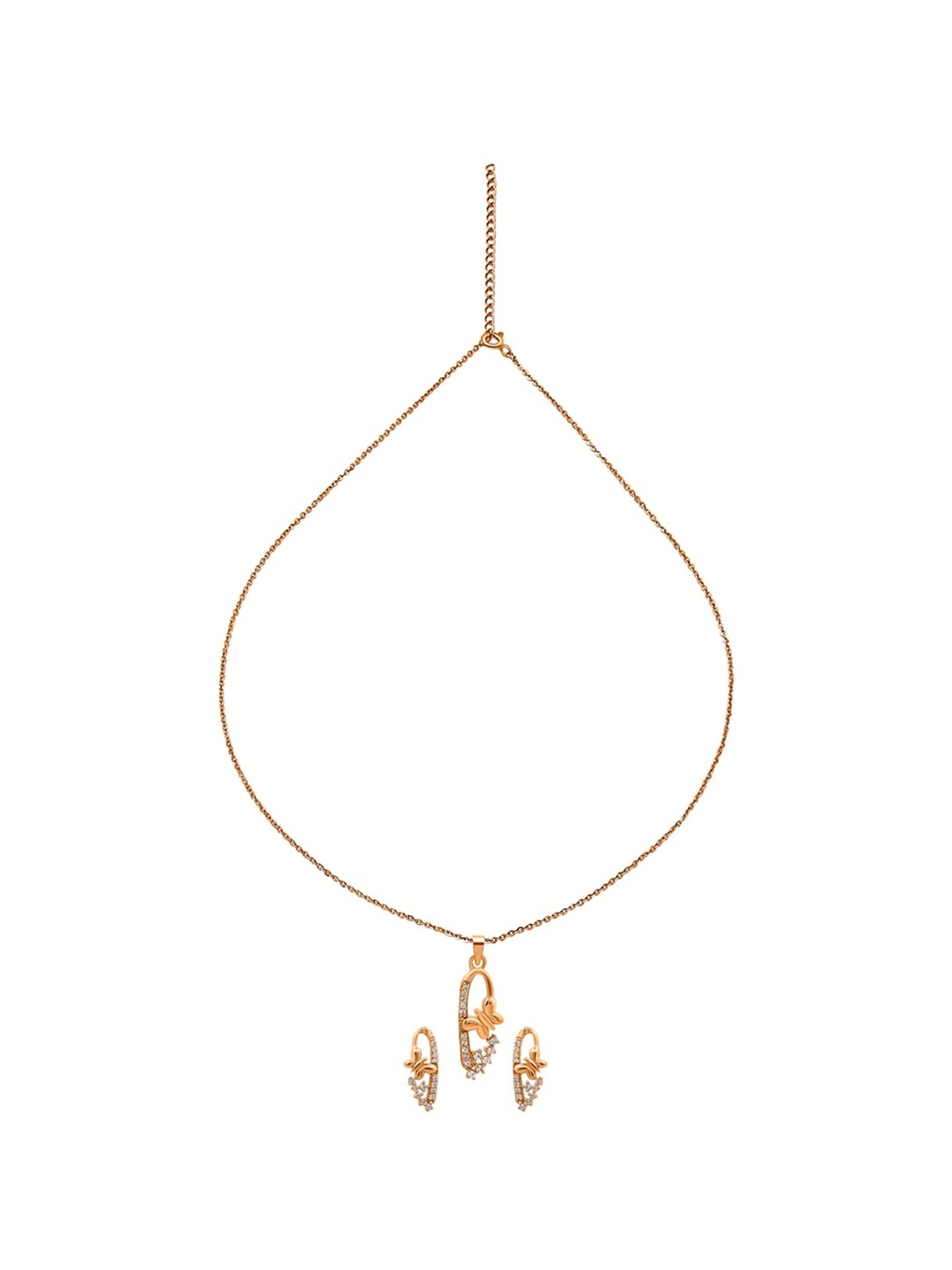 Silberry 92.5 Sterling Rose Gold Serene Pendant Set