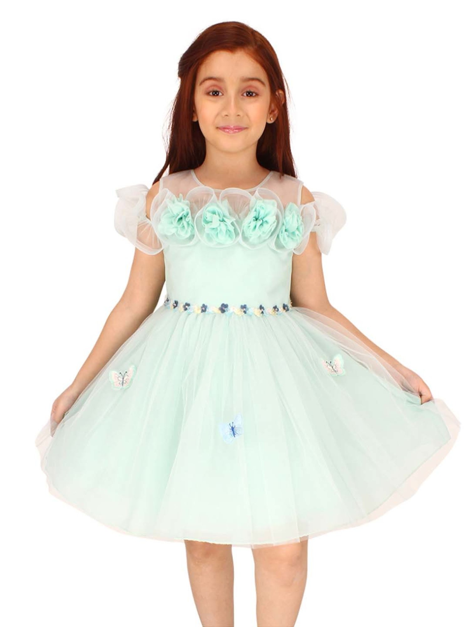 Cutecumber Kids Green Applique Dress