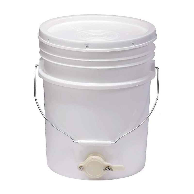 Little Giant BKT5 Plastic Honey Extractor Bucket with Honey Gate Tool for Beekeeping Harvesting, 5 Gallon (3 Pack)