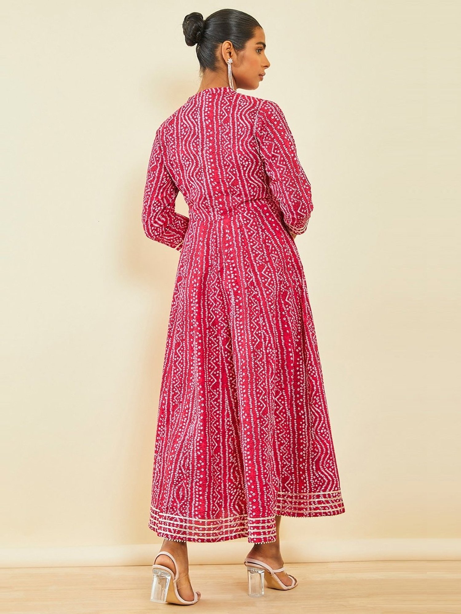 Saffron Threads Red Ethnic Dresses