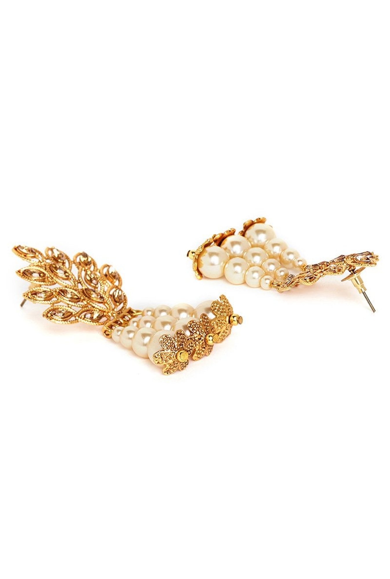 Panash Golden Copper Beaded Dangler Earrings