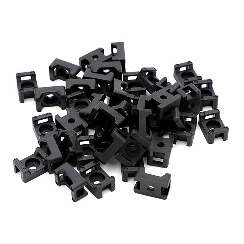 100 Pcs Black 45mm Width Cable Tie Base Saddle Type Mount Wire Holder