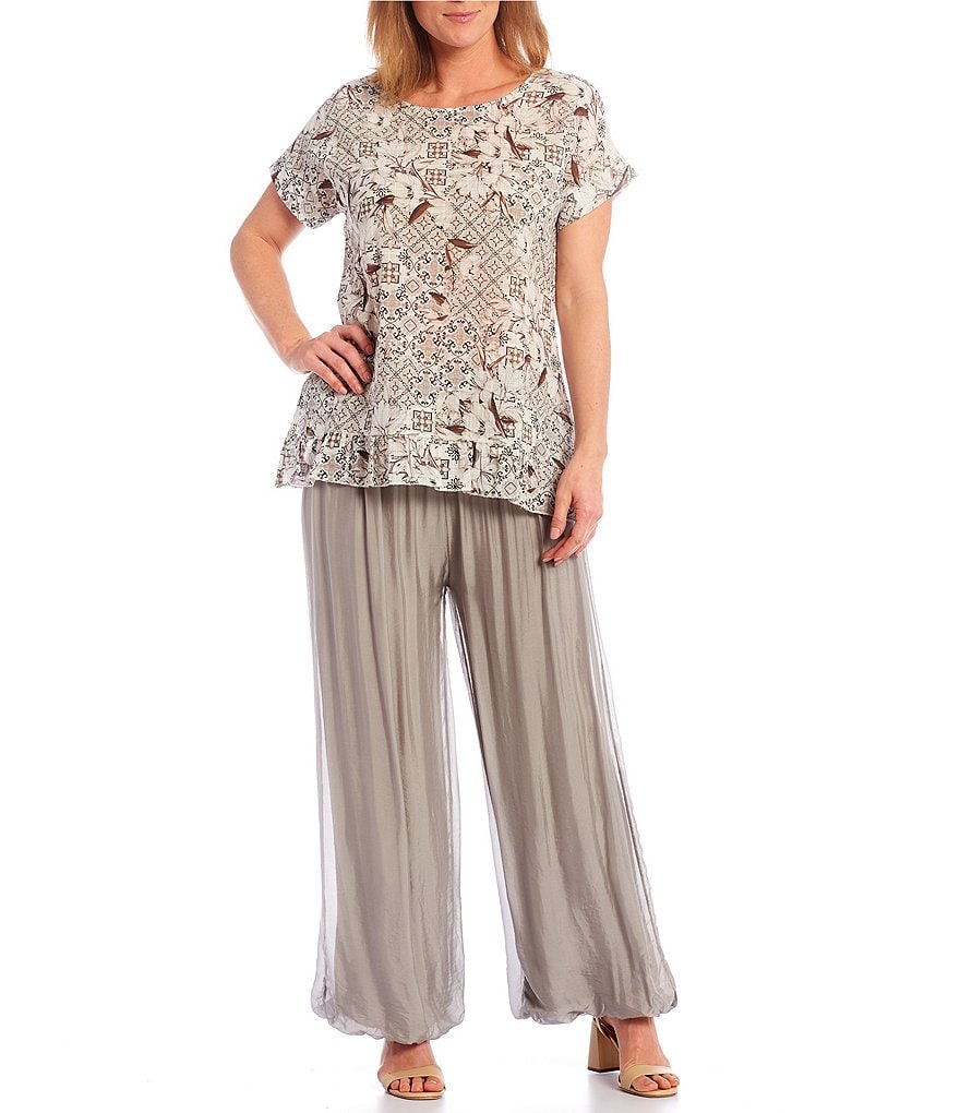 M Made in Italy Silk Blend Palazzo Pant