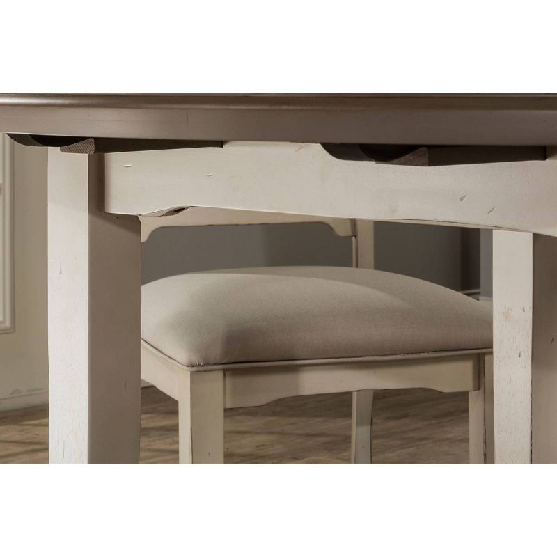 5pc Clarion Round Drop Leaf Dining Set with Side Chairs Gray Fog Fabric - Hillsdale Furniture