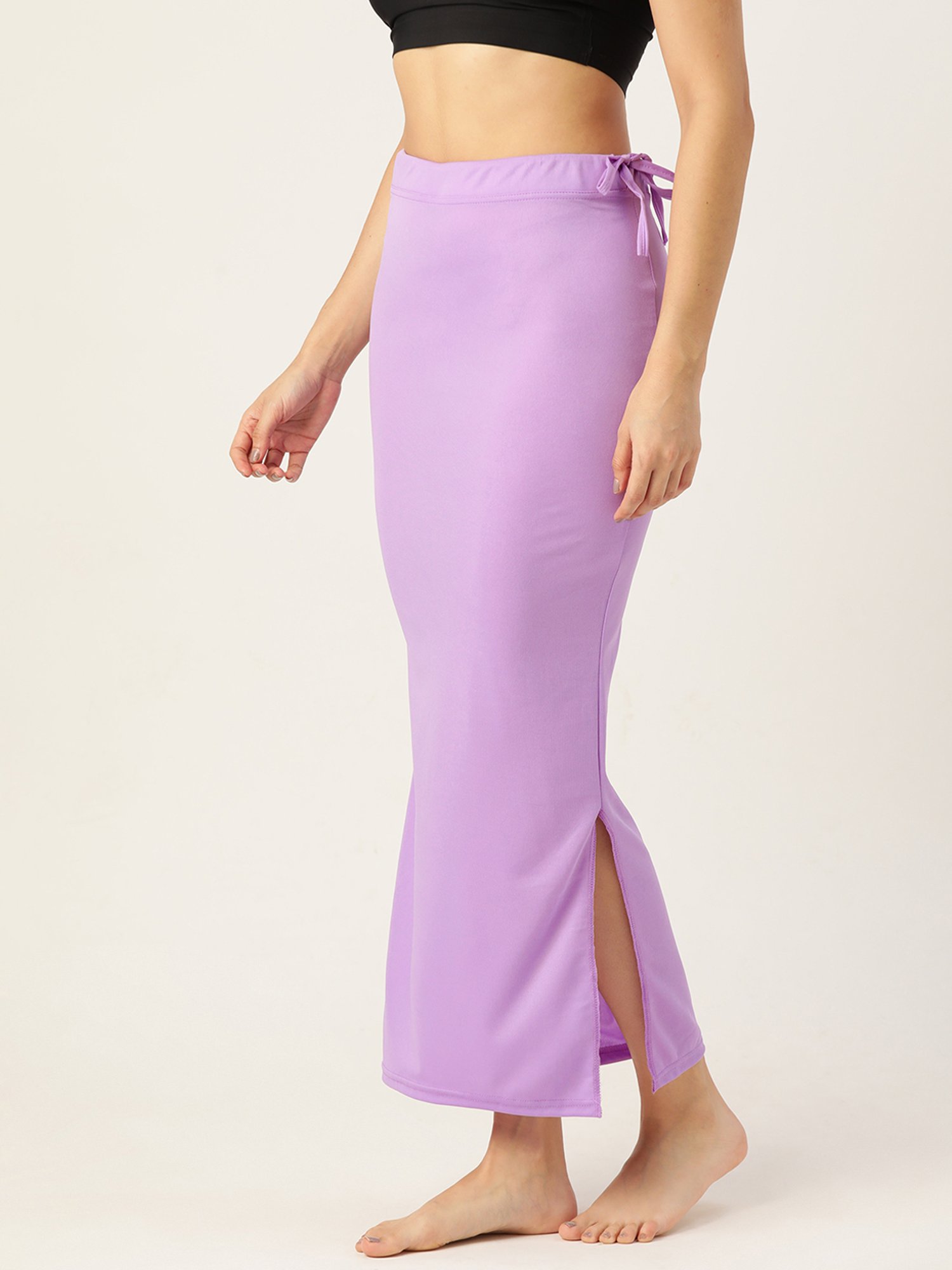 Ms.Lingies Purple Plain Saree Shapewear