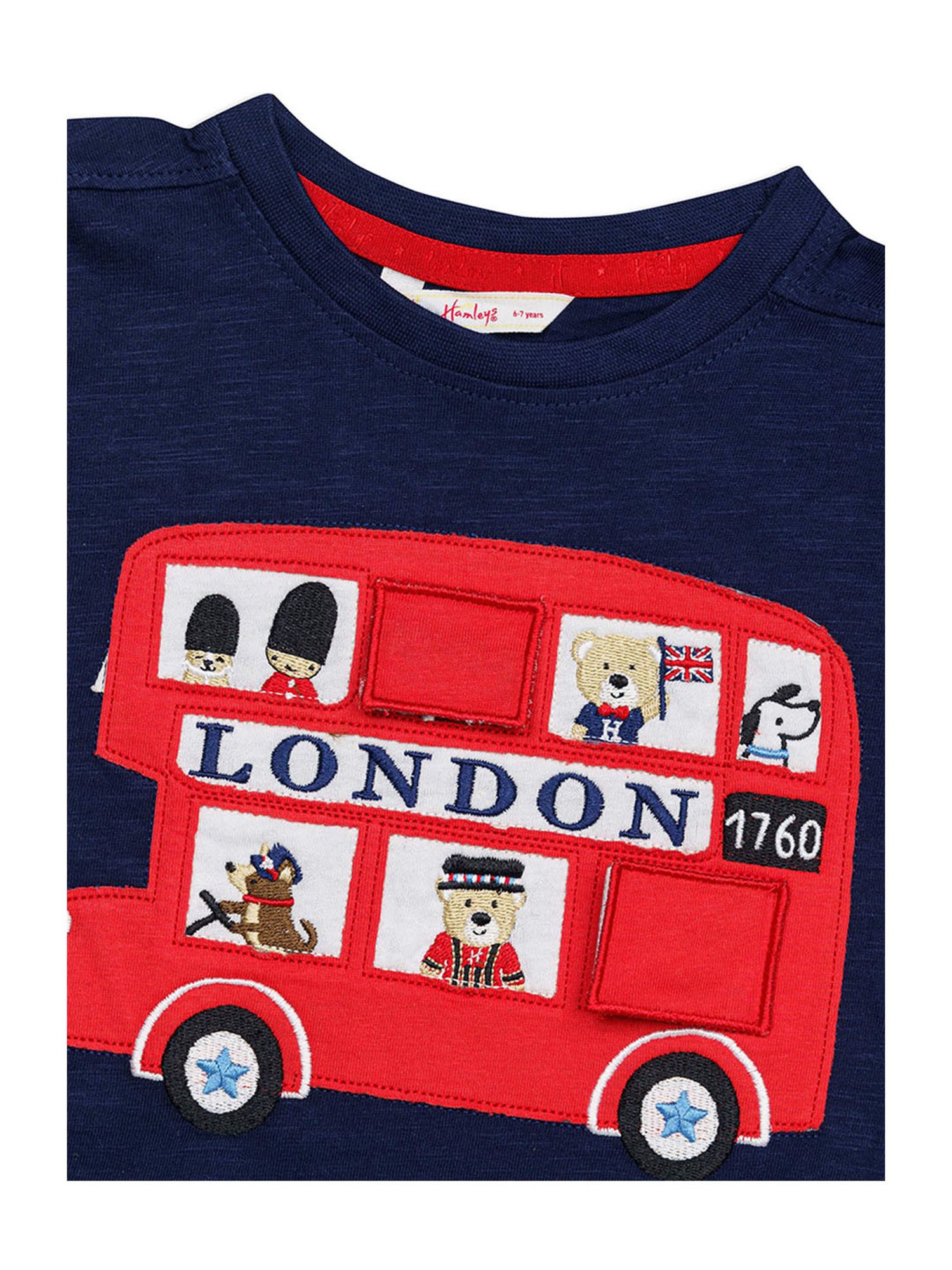 H by Hamleys Boys Navy Applique Full Sleeves T-Shirt