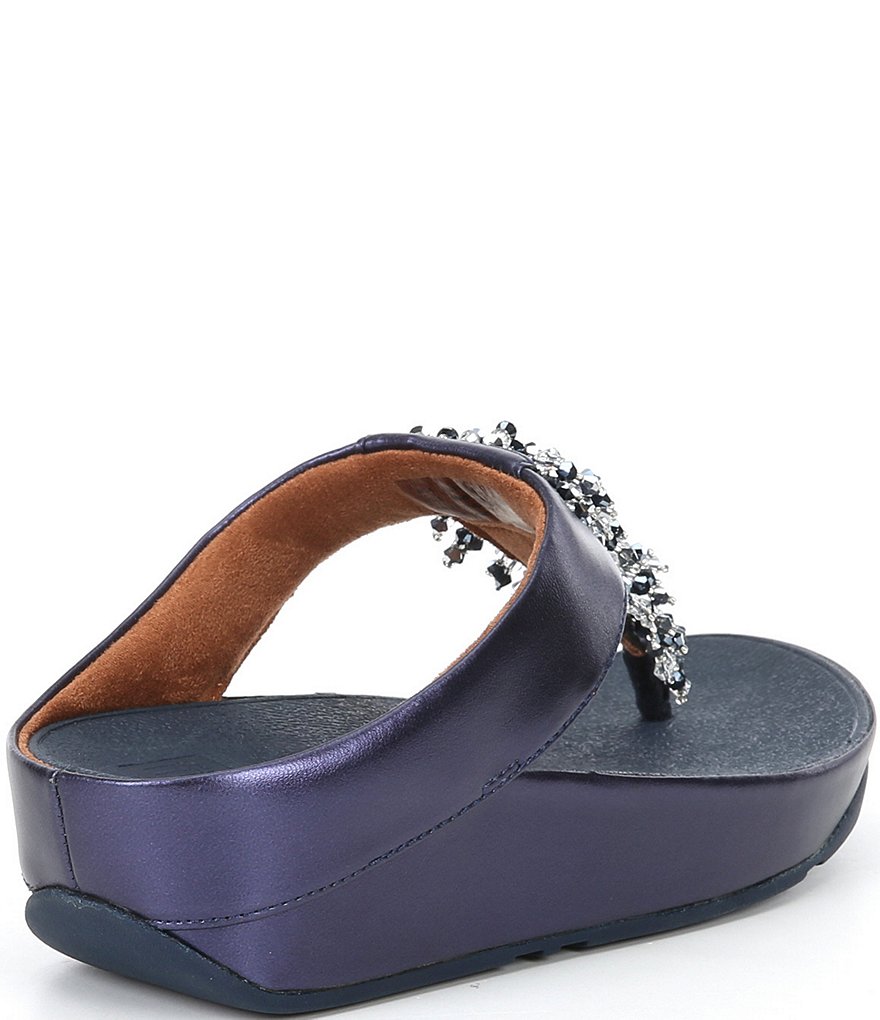 FitFlop Rumba Beaded Fringe Detail Toe-Post Wedge Sandals