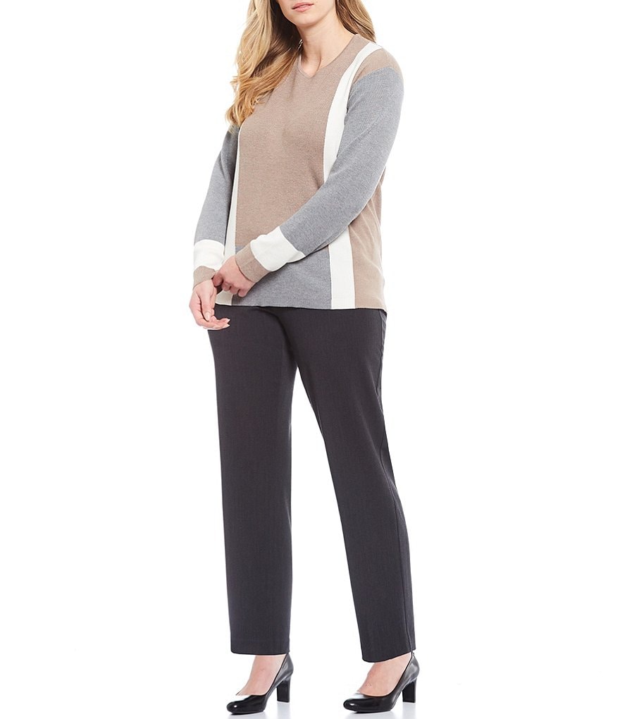 Investments Plus Size the PARK AVE fit Pull-On Straight Leg Pant with Pockets