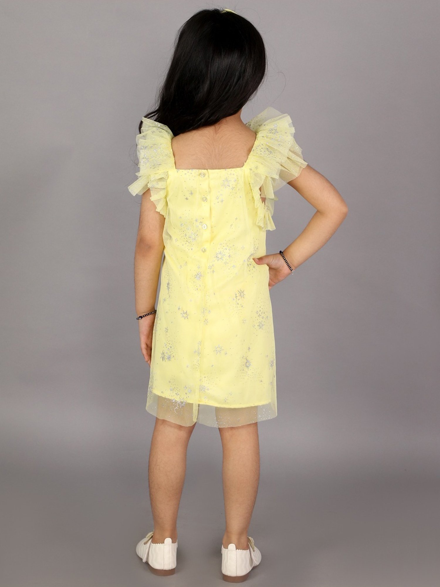 Peppermint Kids Black & White Printed Full Sleeves Dress