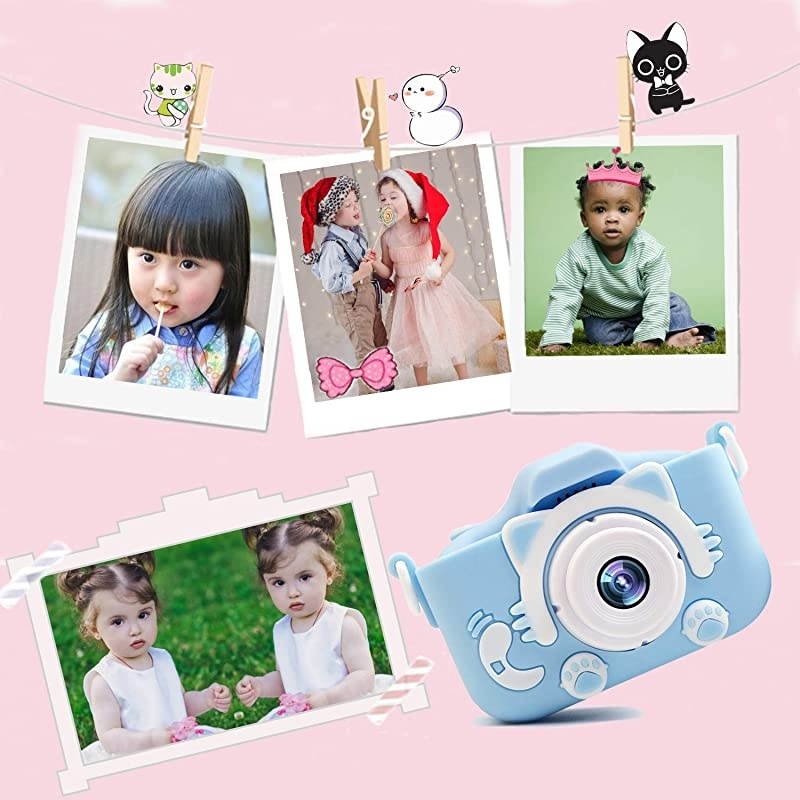 Camera Upgraded Kid Digital Camera for Girls and Boys,1080 IPS Child Video Camera Toys Gift for 3-10 Years Old Children [32GB Memory Card,Protective Shell Include] (Blue)