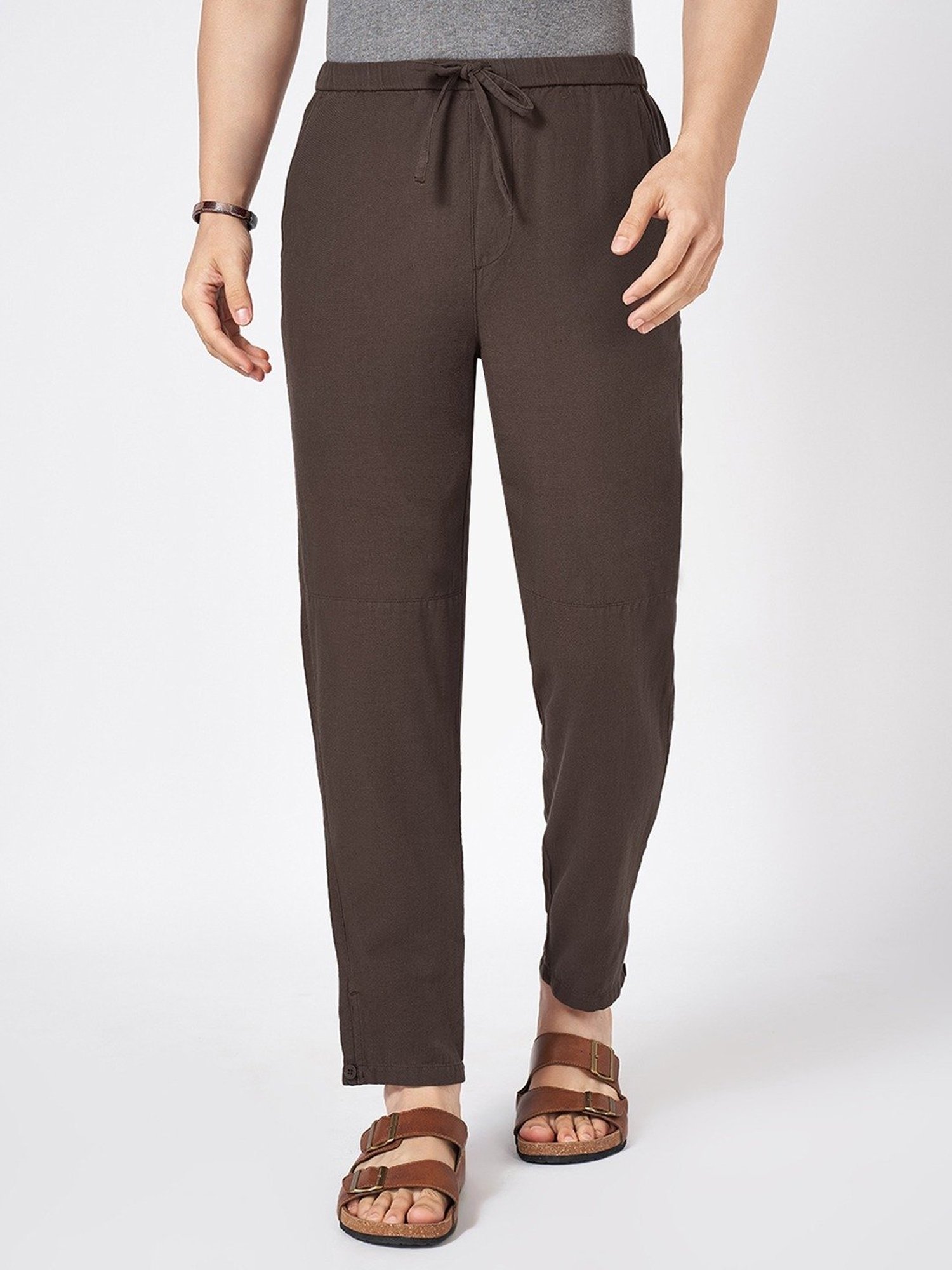 7 Alt By Pantaloons Brown Cotton Slim Fit Trousers