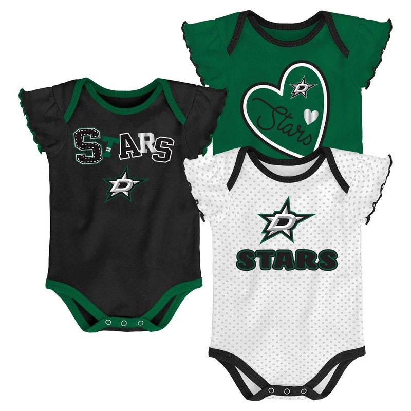 NHL Dallas Stars Girls' Winning Goal 3pk Body Suit Set - 18M