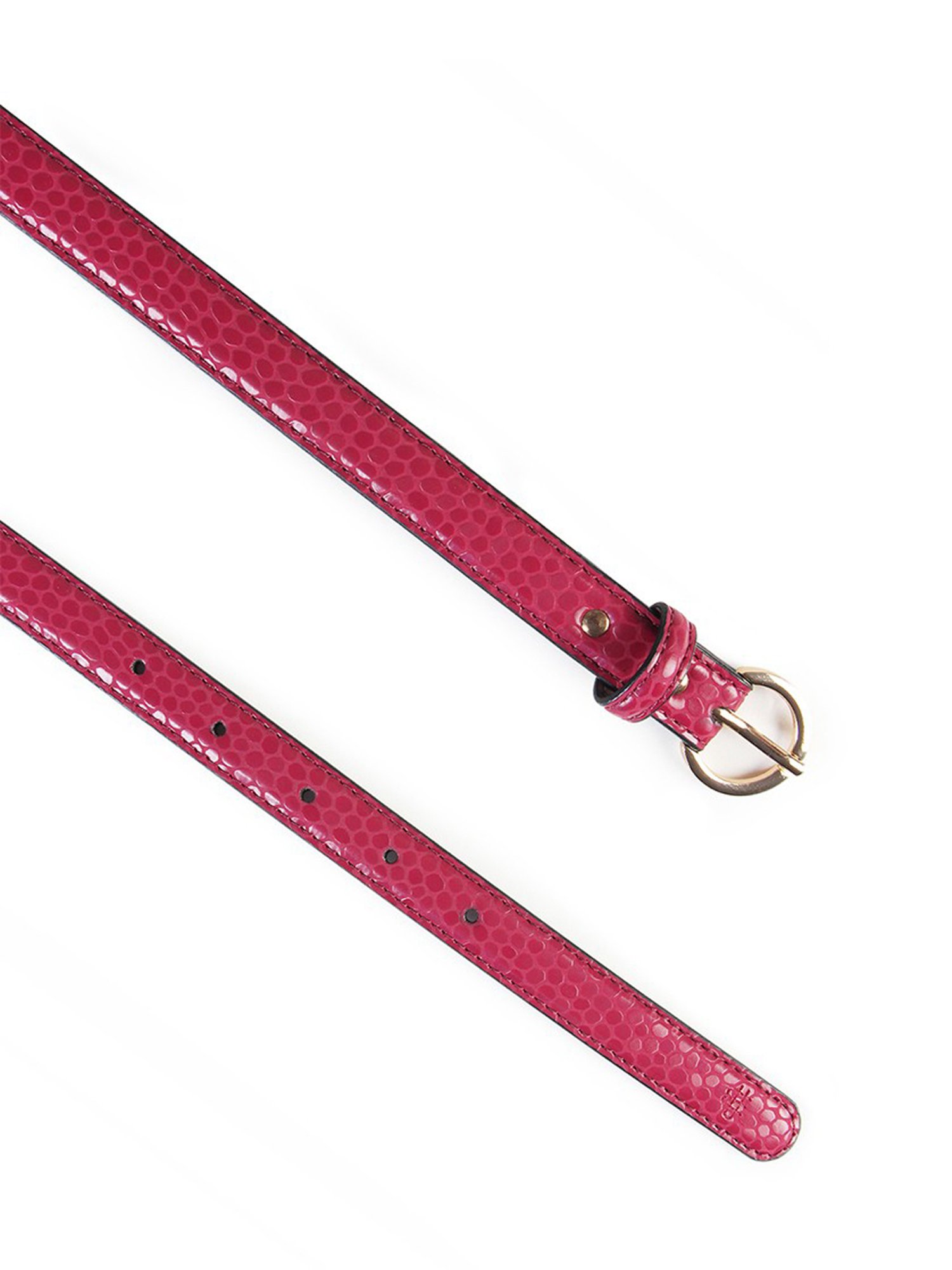 Bonjour Red Textured Casual Belt For Women