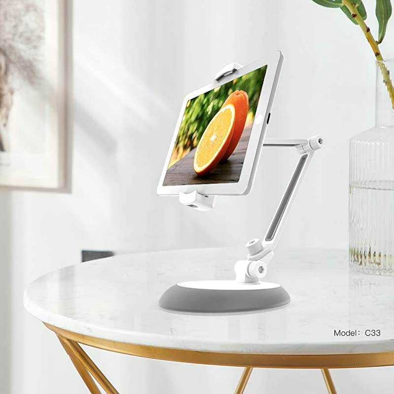 Adjustable Phone StandTablet Stand Stable 360 Swivel Folding Tablet Holder Compatible with iPad iPhone Samsung Galaxy up to 105 inch Screen Gray