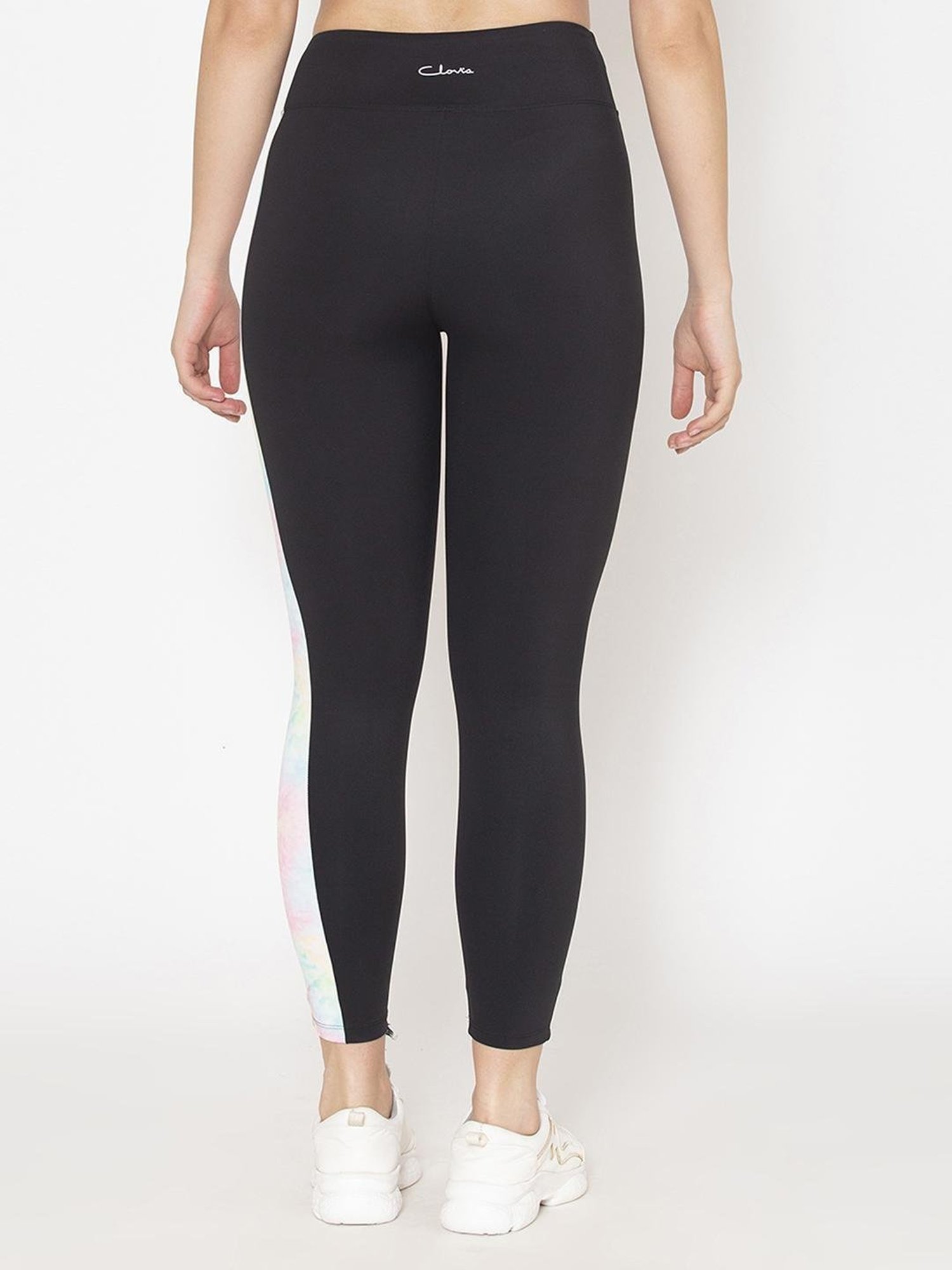 Clovia Black Color Blocked Tights