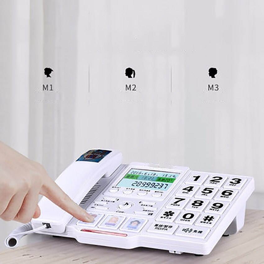 Big Button Corded Phone Picture Care Landline for Seniors with Voice Broadcast, Caller ID, Call Block, Speakerphone, Dual Ports