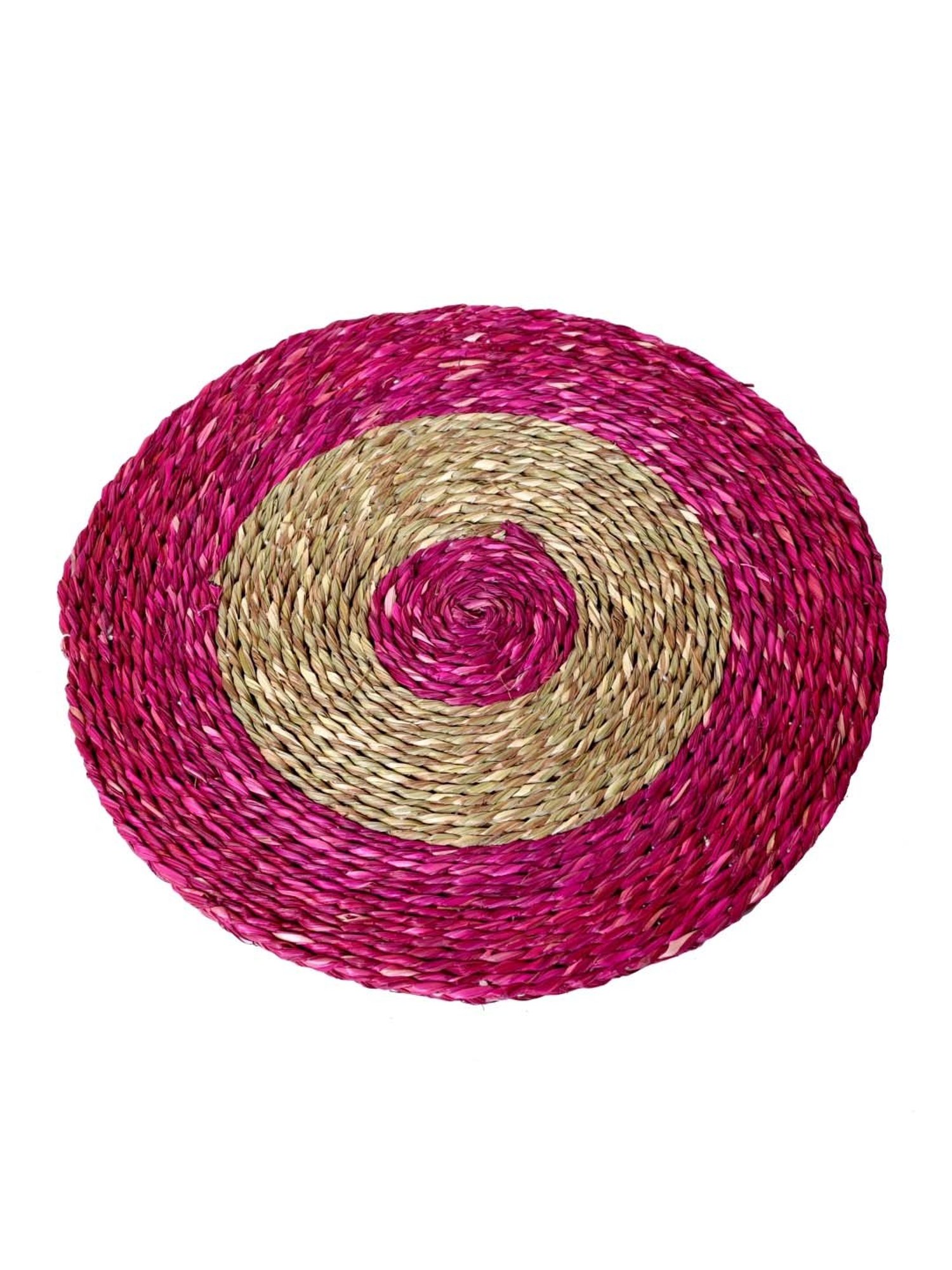 Unravel India Pink & Beige Sabai grass Coaster - Set of 2
