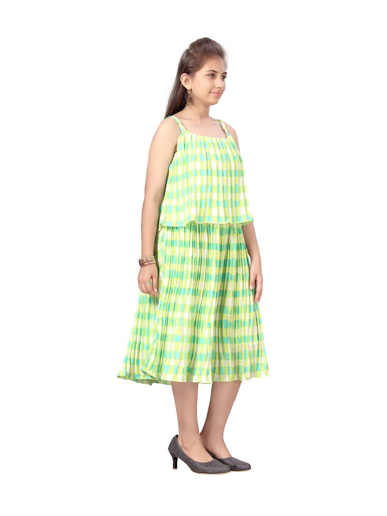 Aarika Kids Green Printed Dress