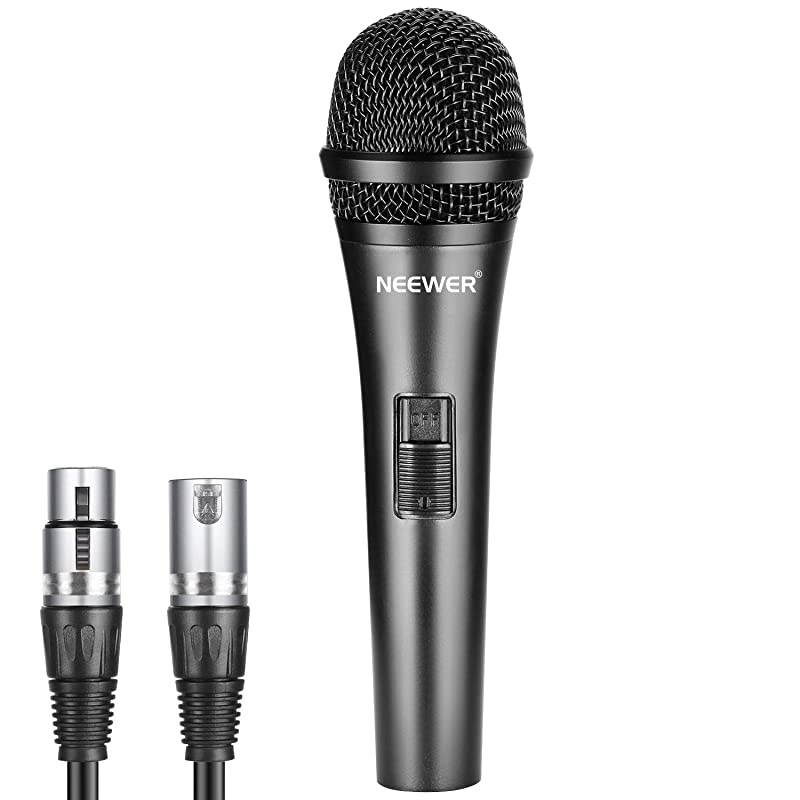 Cardioid Dynamic Microphone with XLR Male to XLR Female Cable Rigid Metal Construction for Professional Musical Instrument Pickup Vocals Broadcasting Speech Black NW040
