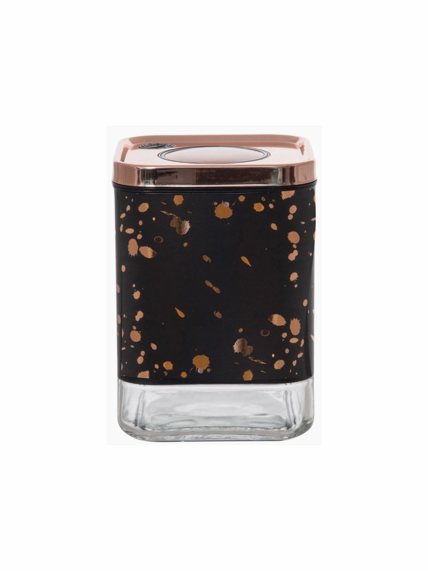 White Gold Black Glass Storage Jar with Lid (0.5L)