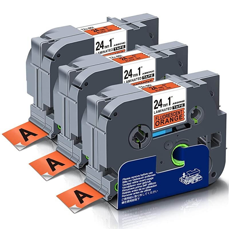 Compatible Label Tape Replacement for Brother TzeB51 Tz B51 24mm Black on Fluorescent Orange Laminated for PTouch PTD600 PTP700 PTP750W PTP710BT PTE500 2430PC 094in x 164ft 3Pack