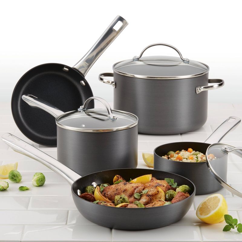 Farberware 10pc Hard Anodized Nonstick Cookware Set Gray