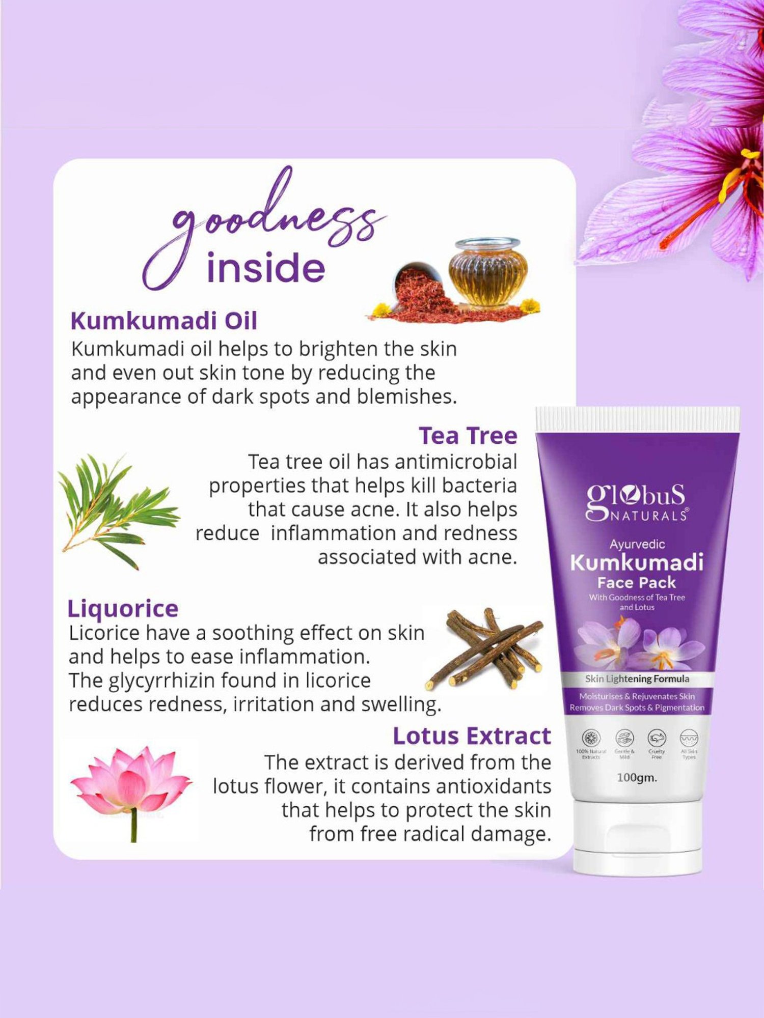 Globus Naturals Ayurvedic Kumkumadi Face Pack - 100 gm