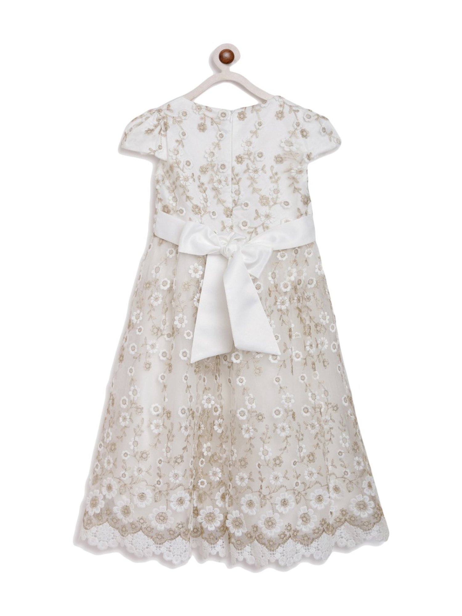 Butterfly Blush Kids Champagne Embroidered Dress