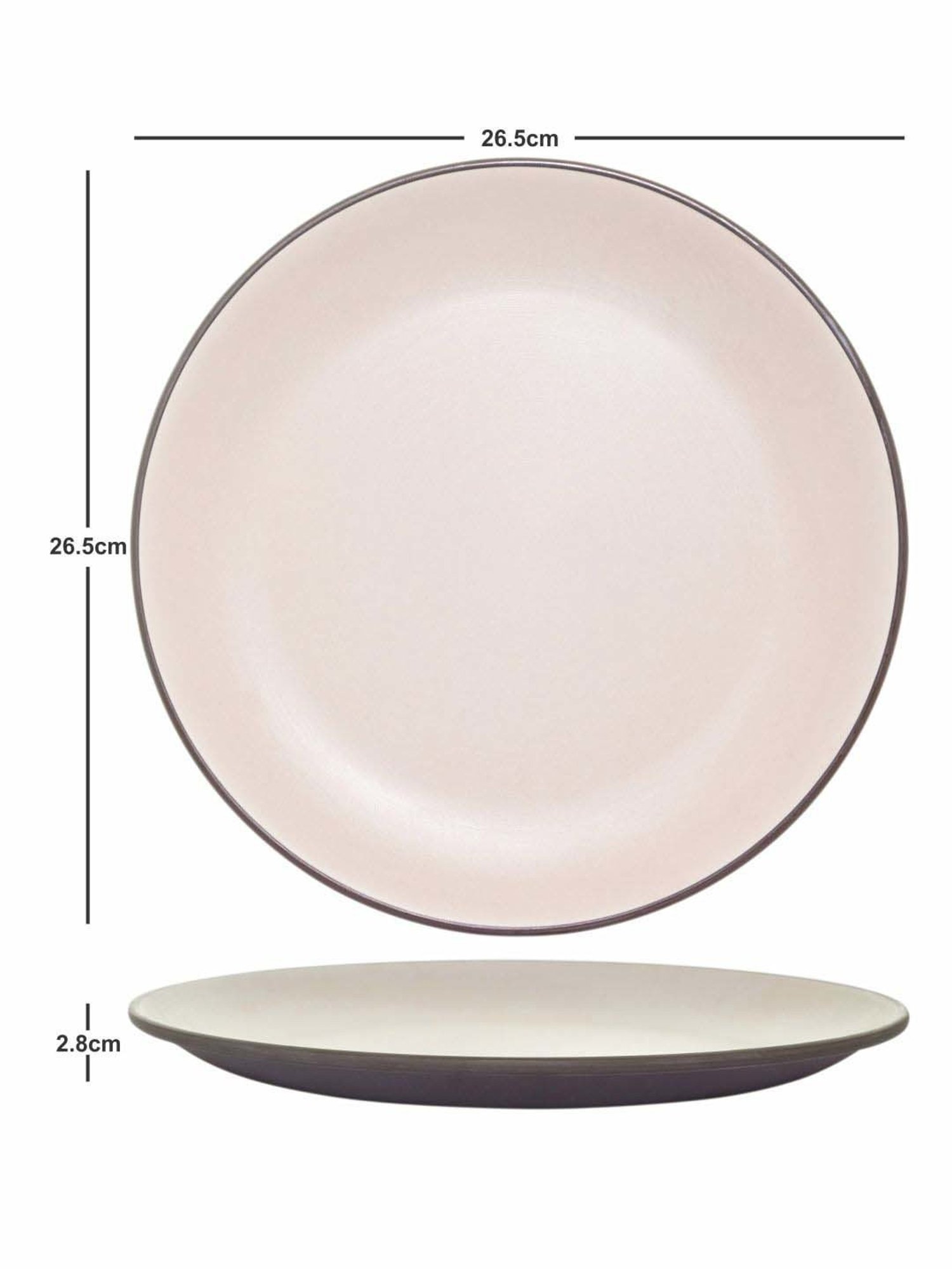 Servewell Cons. Green Black Melamine 26.5 cm 2 Tone Round Dinner Plates - Set of 6