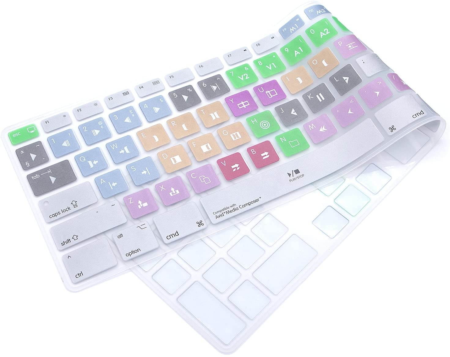 HRH for Apple iMac G6 MB110LL/B MB110LL/A A1243 Keyboard with Numeric Keypad NumberPad Print: Avid Media Composer Functional Shortcuts Hot Keys Design Silicone Keyboard Skin Cover [US/EU Layout]