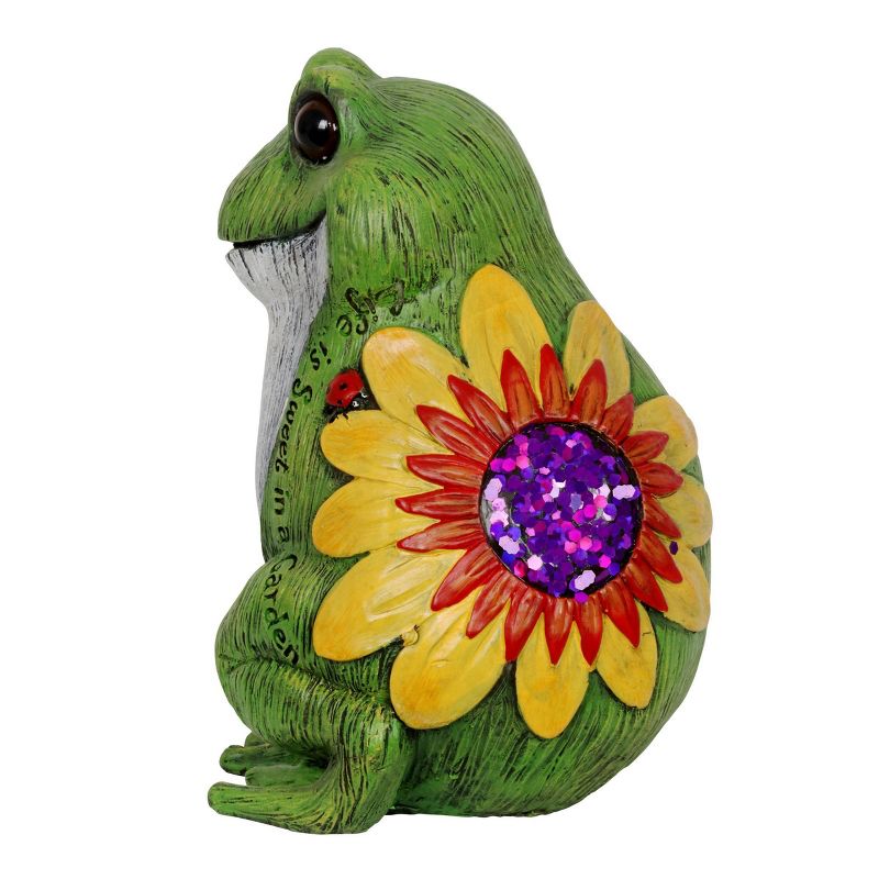 10.24" Resin Garden Frog Statue Green - Exhart
