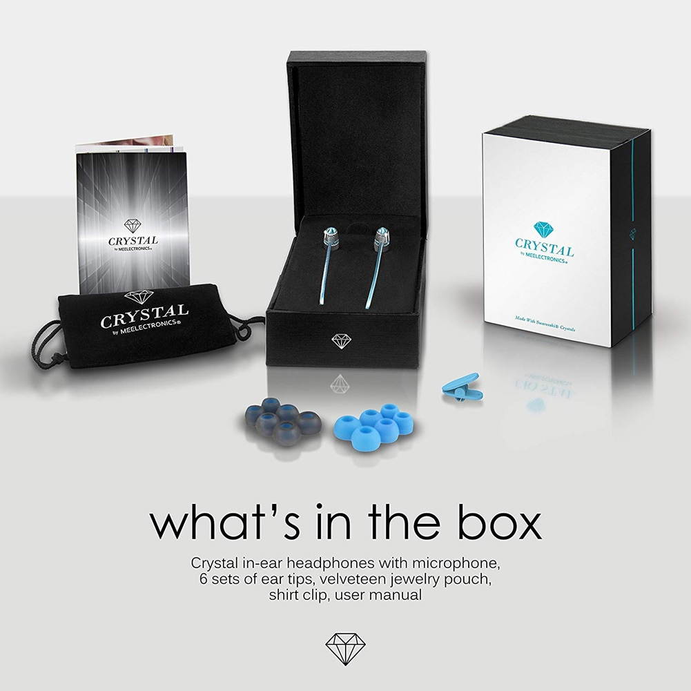 Mee audio Turquoise Blue  EP-M11J-TQ-MEE  In-Ear Headphones with Microphone Made with Swarovski Crystals