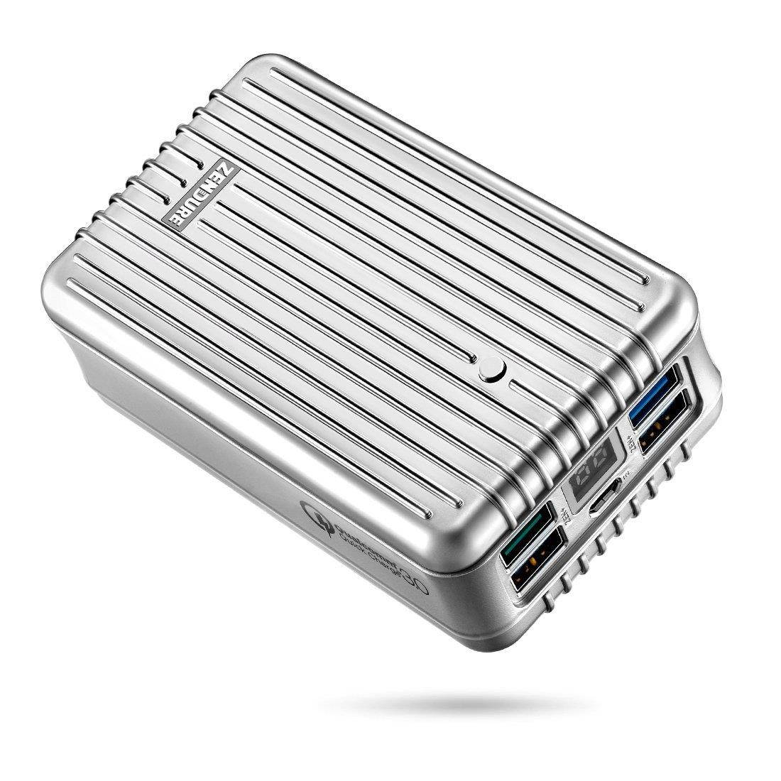 Zendure A8 26800 mAh Portable Charger &ndash; Ultra Durable Power Bank with QuickCharge 3.0, 4 USB Ports, Digital Display, Zen+ Technology for iPhone, iPad, Samsung Galaxy, LG, Pixel & More &ndash; Silver