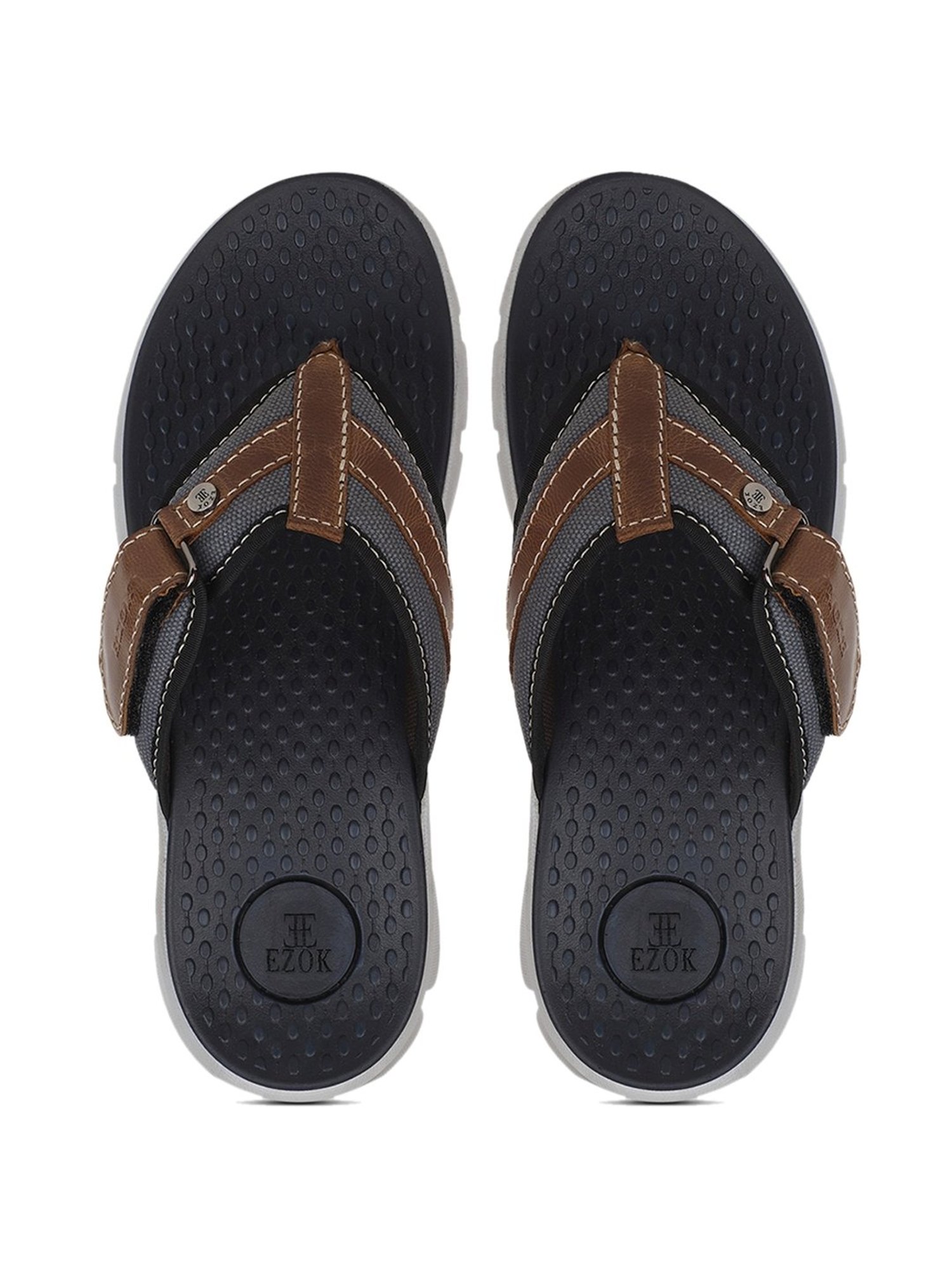 EZOK Men's Brown Thong Sandals