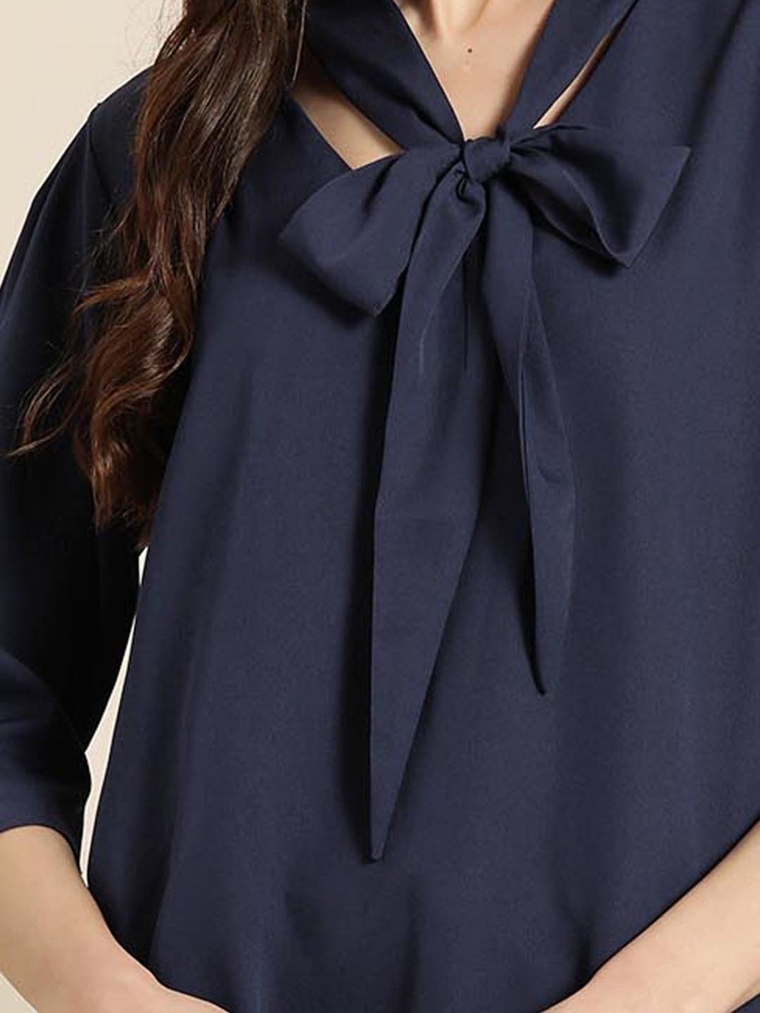 Qurvii Navy Regular Fit Top