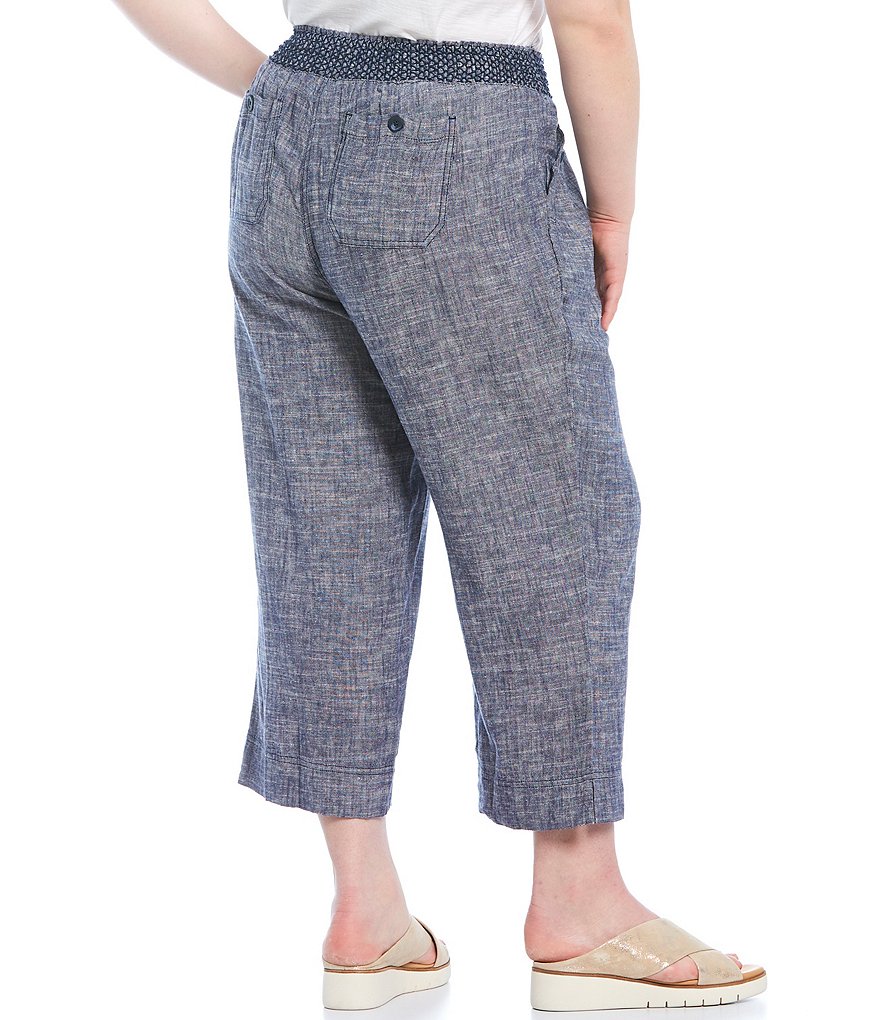 Westbound Plus Size Wide Leg Linen Capri Pants