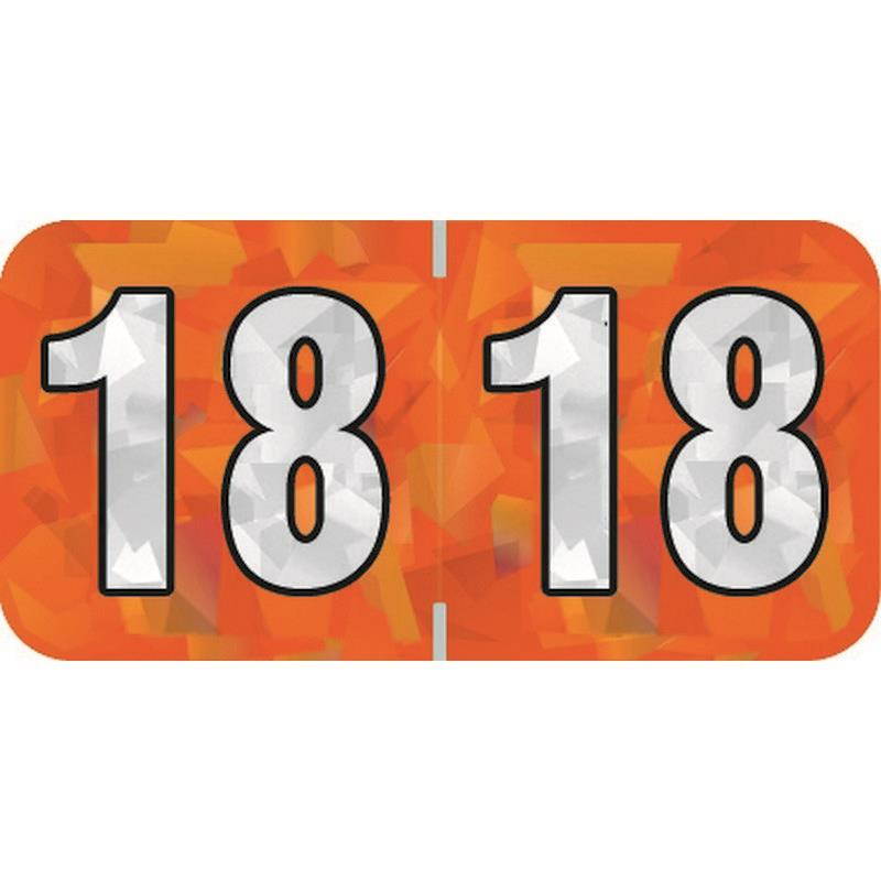 PMA Compatible "18" Yearband Labels, 1-1/2" X 3/4" - 500 per Roll