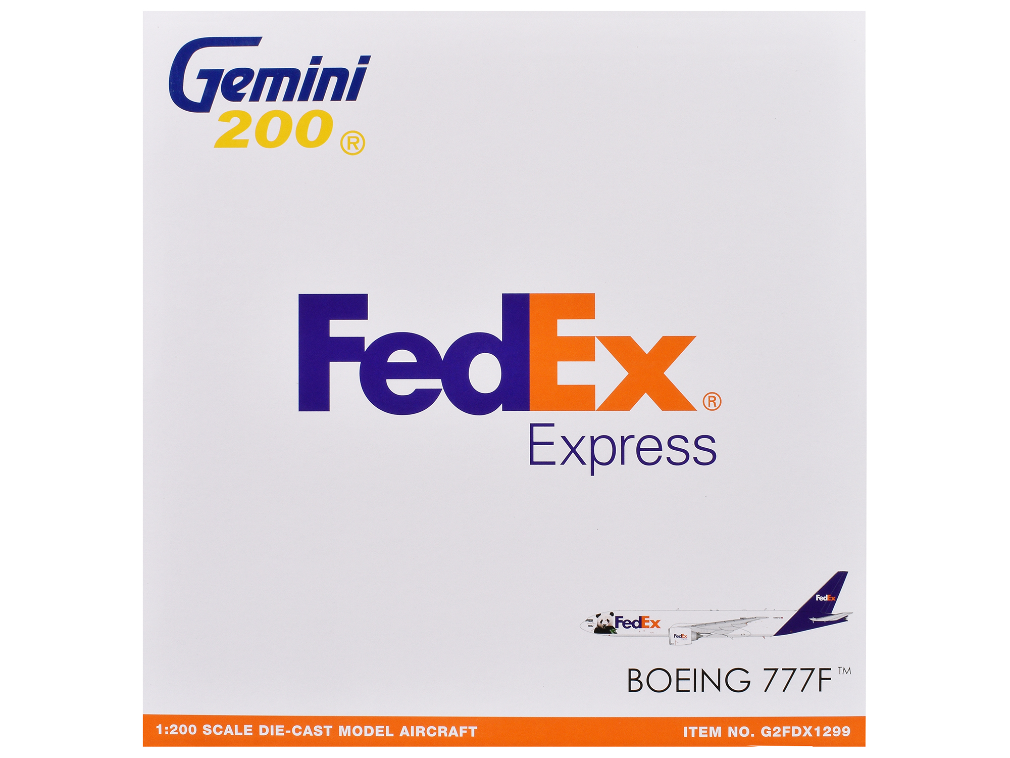 Boeing 777-200LR Commercial Aircraft "FedEx - Panda Livery" (N886FD) White with Purple Tail "Gemini 200" Series 1/200 Diecast Model Airplane by GeminiJets
